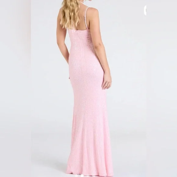 Windsor Kaitlyn Cowl Neck, Slit, Beaded, Sequin Formal Dress - Picture 4 of 6